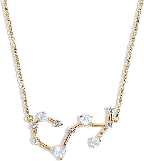 Moon Magic Moonstone Necklaces for women | Zodiac Constellation | 925 Sterling Silver | 18k Rose Gold | Yellow Gold | Rainbow Moonstone jewelry for women | Authentic Rainbow Crystal Jewelry