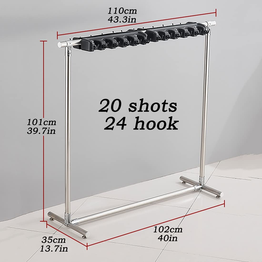 Besenhalterung Wand, Gerätehalter Edelstahl Besen Mop Halter, Besenstielhalter Gartengerätehalter Wand Selbstklebend für Schrank Balkon Badezimme (Size : 20 Shots)