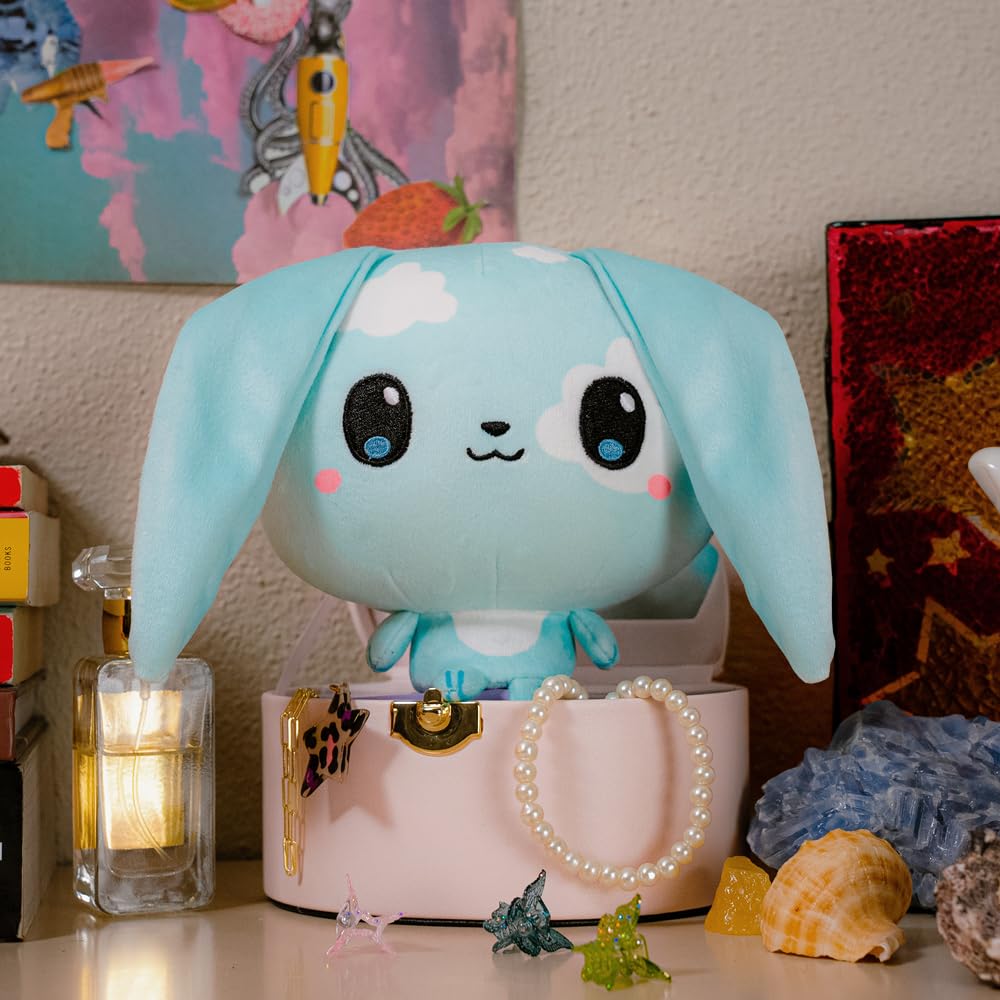 TeeTurtle TeeTurtle Cloudheads Nimbus the Cloud Bunny Plush - 5-Inch Rabbit Stuffed Animal with Embroidered Details - Soft Cuddly Plush Toys for Kids, Teens, and Adults in use