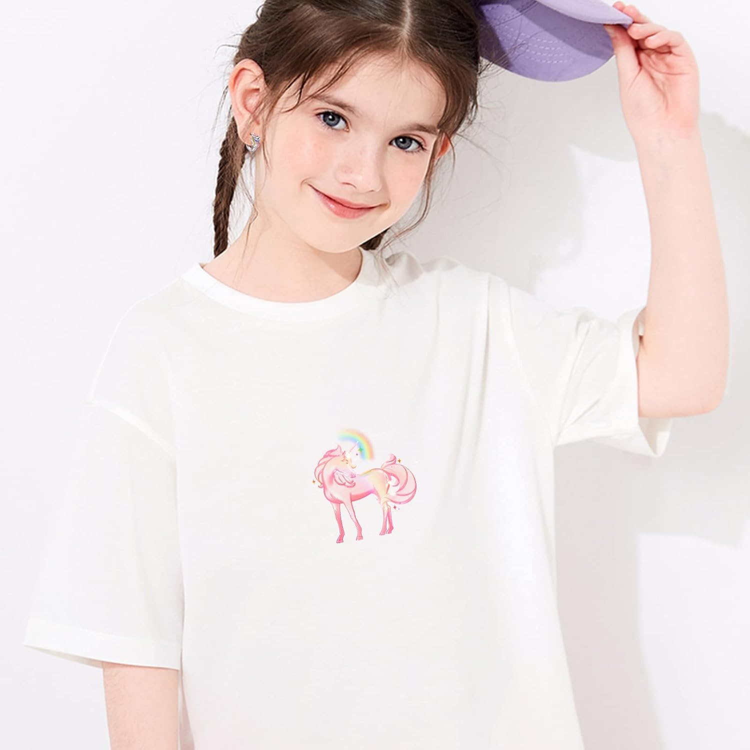 TUGHRA Unicorn Hoop Earrings for Teens - 925 Sterling Silver, Cute Hypoallergenic Huggies, Cartilage Jewelry Gift for Daughter Niece