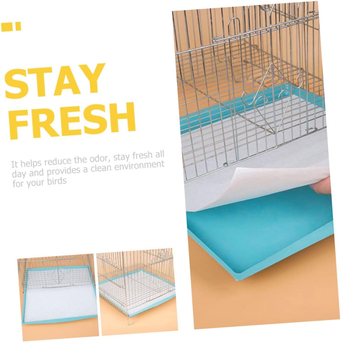 GANAZONO 300pcs Bird Cage Liners Thick and Absorbent Paper Pads for Parrot Cages Liners for Easy Cleanup and