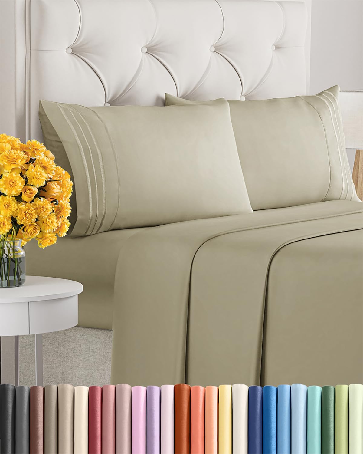 Queen Size 4 Piece Sheet Set - Extra Soft, Breathable & Cooling Sheets - Hotel Luxury Durable Bed Sheets for Women & Men - Deep Pockets, Easy-Fit & Wrinkle-Free Sheets - Oeko-Tex Bed Sheet Set