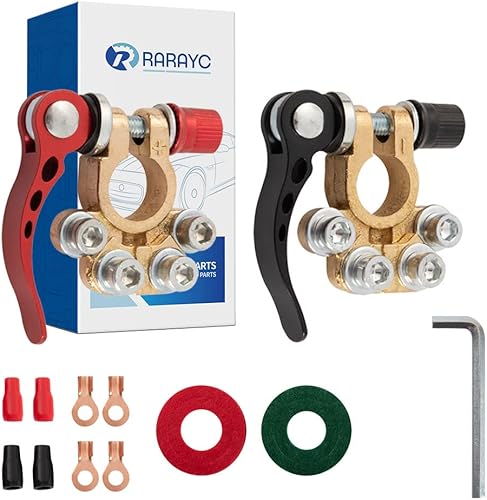 Kit de 2 conectores de terminales de batería con especificaciones militares con tapa, lengüetas de cobre, termorretráctil y poslavadora