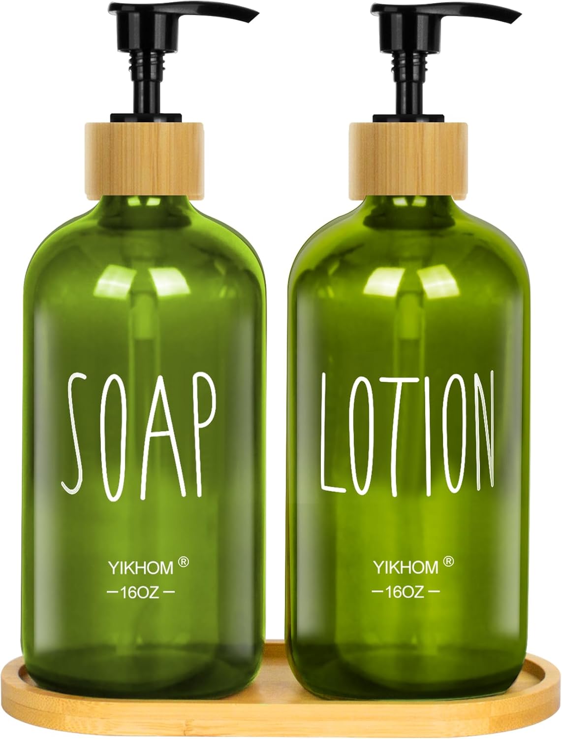 YIKHOM Crystal Glass 16 oz Hand Soap & Liquid Dish Soap