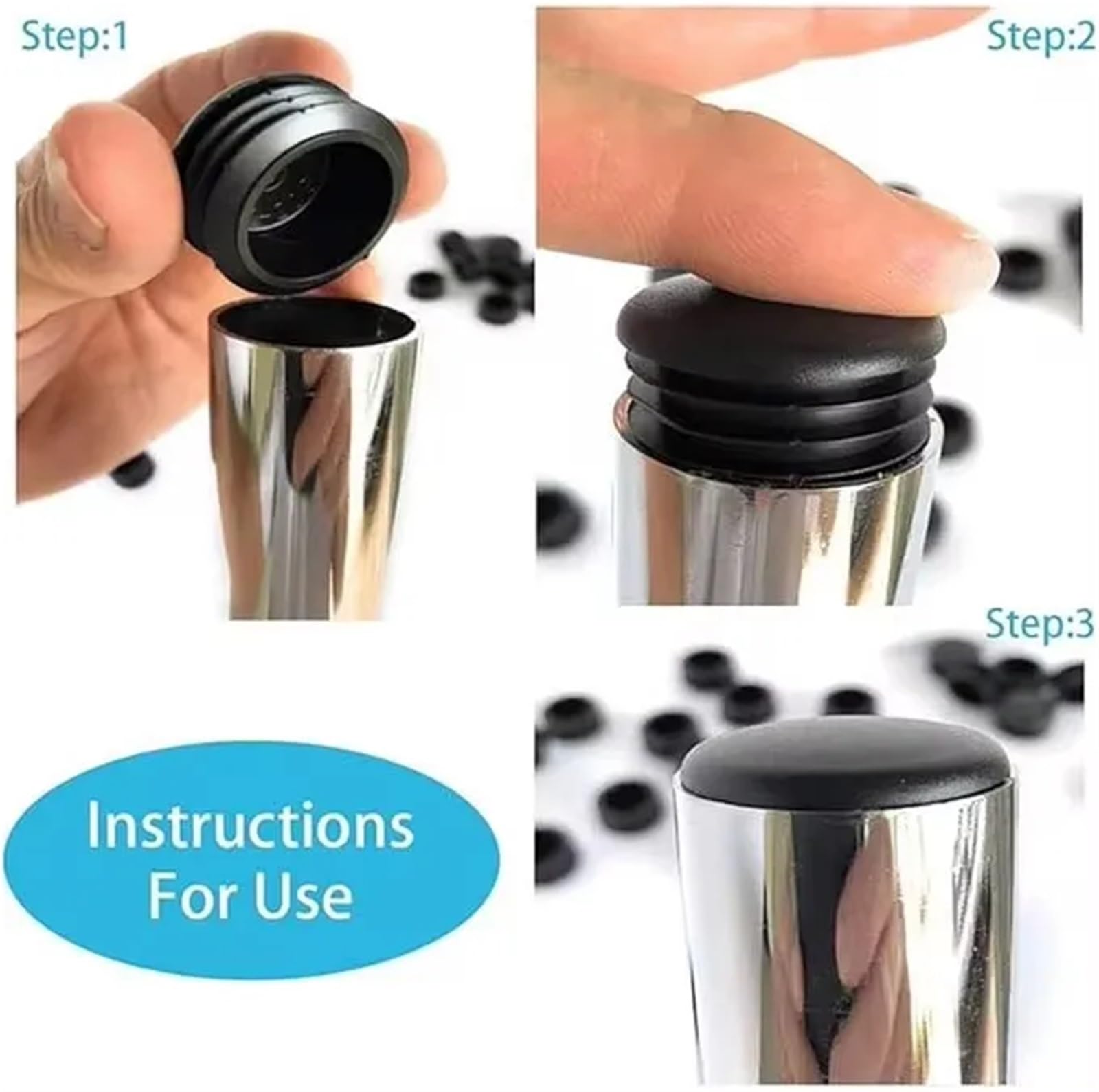 Kunststoff-Endkappen, Rohreinsätze, Stopfen für Stuhlbeine, 10–60 mm, Schwarz, 40 Stück