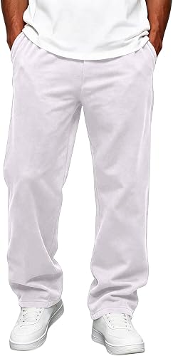 Baggy Uncuffed Sweatpants Men Uncuffed Wide Leg Straight Classic Baggy Relaxed F