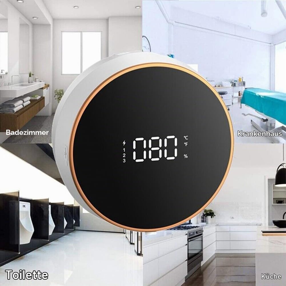 Seifenspender, automatischer Seifenspender, Wandmontage, 300 ml, berührungsloser Seifenspender, USB-Aufladung, LED-Display-Sensor, für Badezimmer, Küche (Gelweiß)