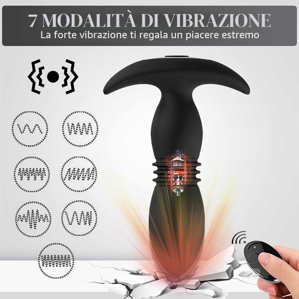 Vibratore per uomo con telecomando Viebrator telecomandato da uomo, stimolatore per prostata, vibratore anale, plug anale, giocattolo sessuale con plug anale, 7 butt ricaricabile, stimolatore anale