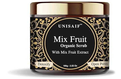 Unisaif Organic Mix Fruit Face Scrub - Face Exfoliator Body Scrub with Mix Fruit Extracts for Skin Toning Detoxify Openpores Exfoliating (100g)