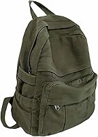GAMLFL Military Green Canvas Backpack for Men Women - Retro Vintage Rucksack, 19L Laptop Bag for College School Travel Hiking