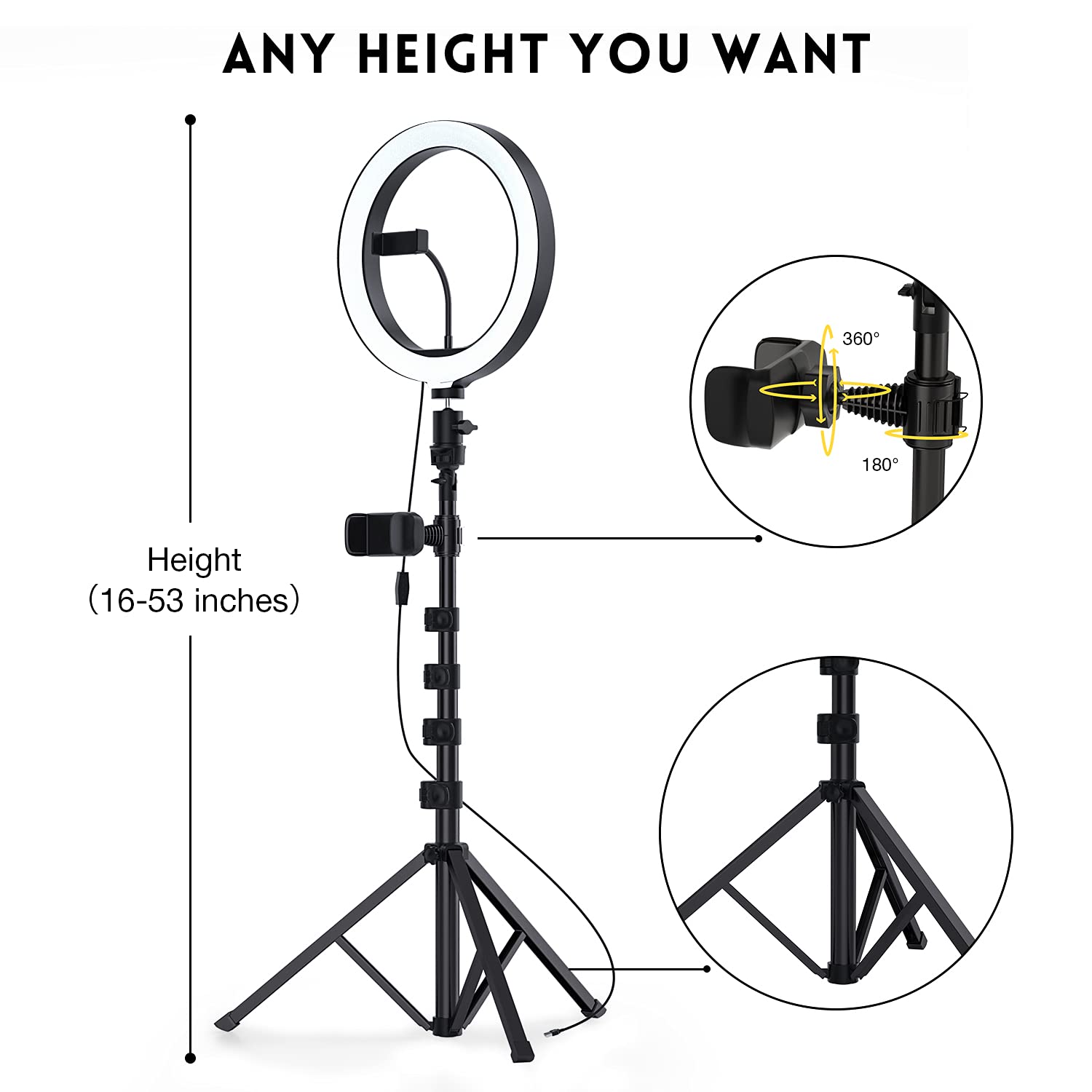LDesign Luce ad Anello LED 10,2'' con Stativo Treppiede, Ring Light con 3 Modalità di Illuminazione &10 Luminosità, Lampada Selfie con Telecomando per Tik Tok/ YouTube/ Streaming/ Trucco/ Foto