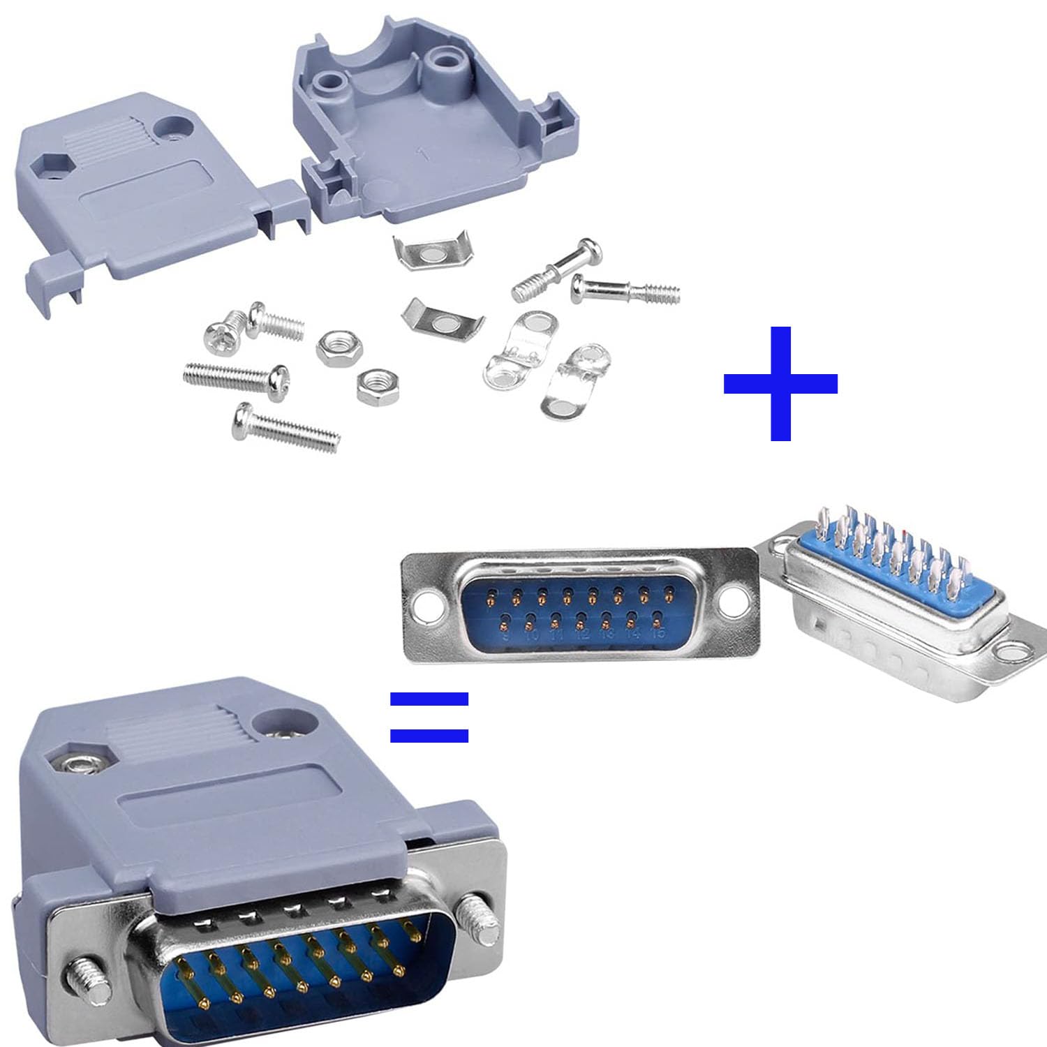 System-S DB15 DSUB Adapter 15 Pin Male to Female 90° Angle Screw Cable