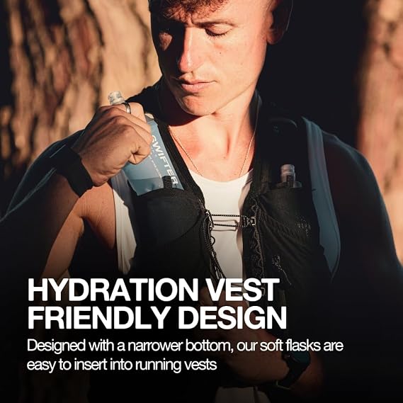 SWIFTER 2x Soft Flask 500ml | Collapsible Running Water Bottle | Handheld or in Vest | Leakproof | Trail Hydration Flask | Soft Water Bottle for Marathon, Hiking