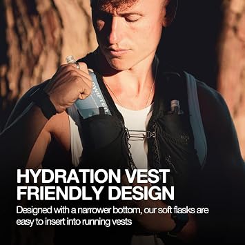 SWIFTER 2x Soft Flask 500ml | Collapsible Running Water Bottle | Handheld or in Vest | Leakproof | Trail Hydration Flask | Soft Water Bottle for Marathon, Hiking