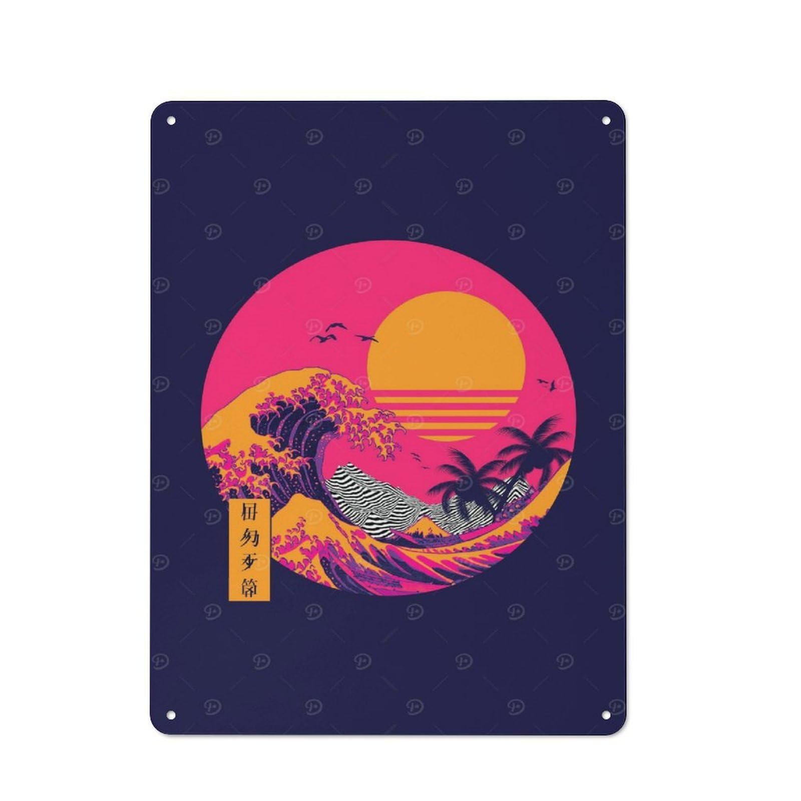 Junmoney Great Wave Kanagawa Tin Wall Plaque 40X30cm With For Home Office Or Studio, For Metal Sign Collectors, For Garage And Workshop Walls