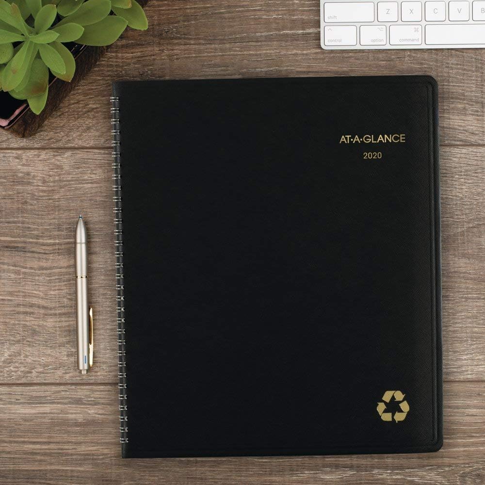 AT-A-GLANCE 2020-2021 Monthly Planner, 9" x 11", Large, Recycled, Black (70-260G-05)
