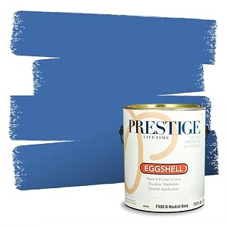 PRESTIGE Paints Interior Paint and Primer In One, 1-Gallon, Eggshell, Comparable Match of Valspar* Vivid Blue*
