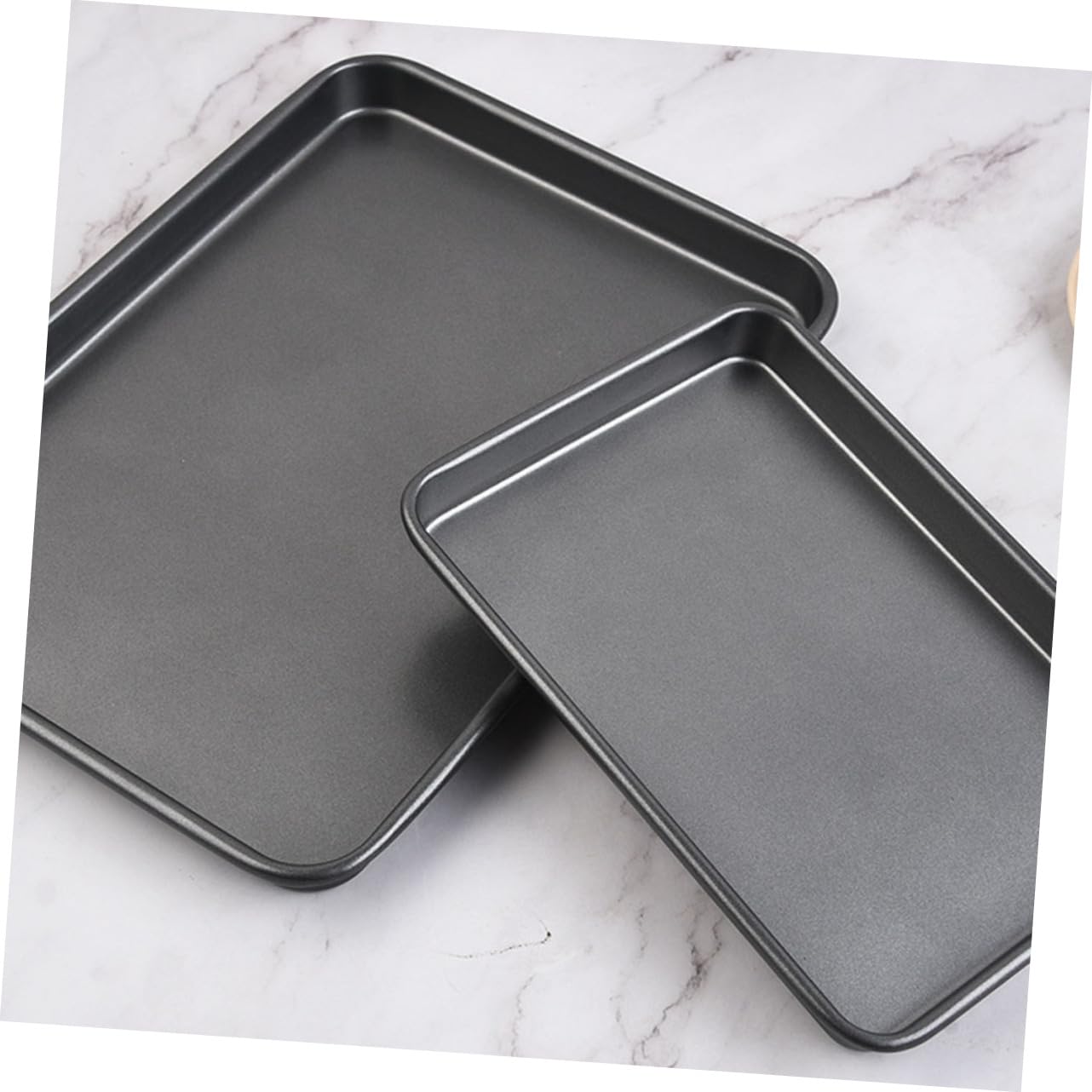 Zerodeko Plaques de Cuisson Antiadhésives Faciles à Nettoyer Rectangulaires, Lot de 2, en Acier au Carbone Noir, pour Pain et Gâteaux, la Cuisine Maison