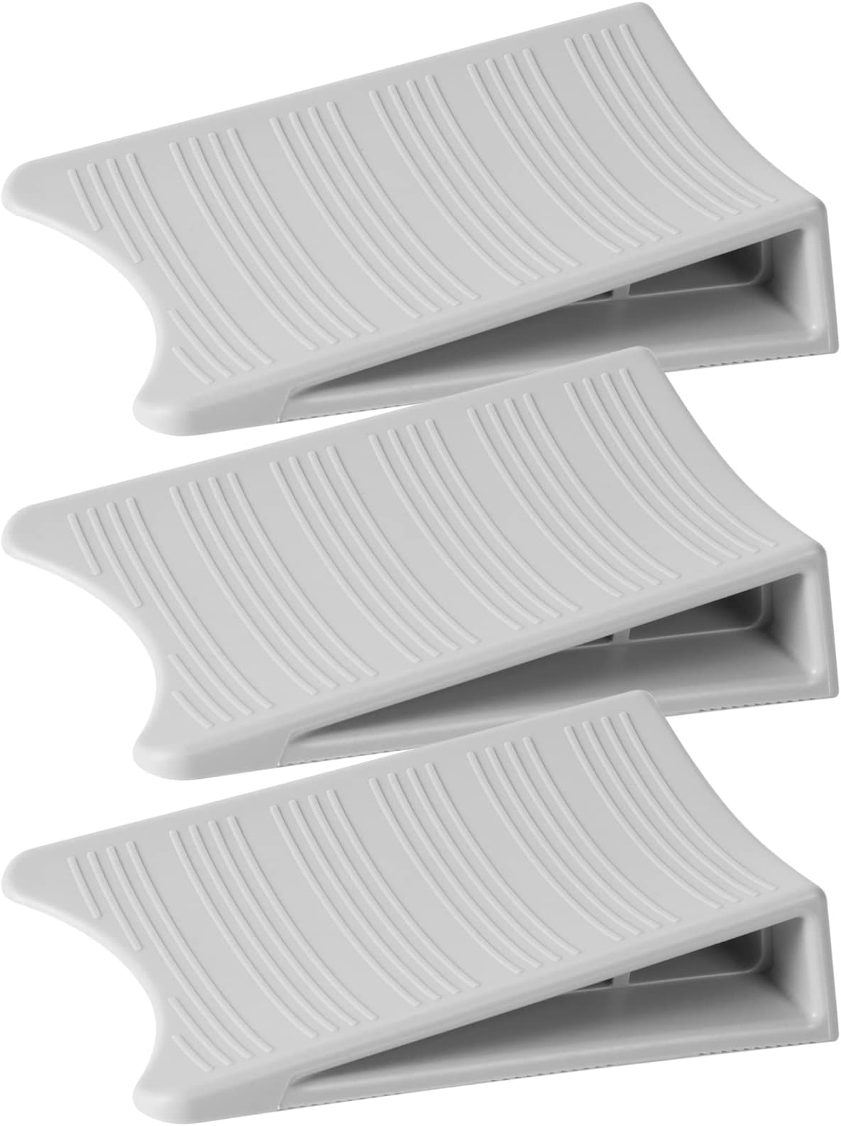 Optish Original Patented Door Stoppers for Bottom of Door, Non Slip Rubber Doors Stop, Doors Wedge for Carpet, Hardwood and Tile (3 Pack, Grey)