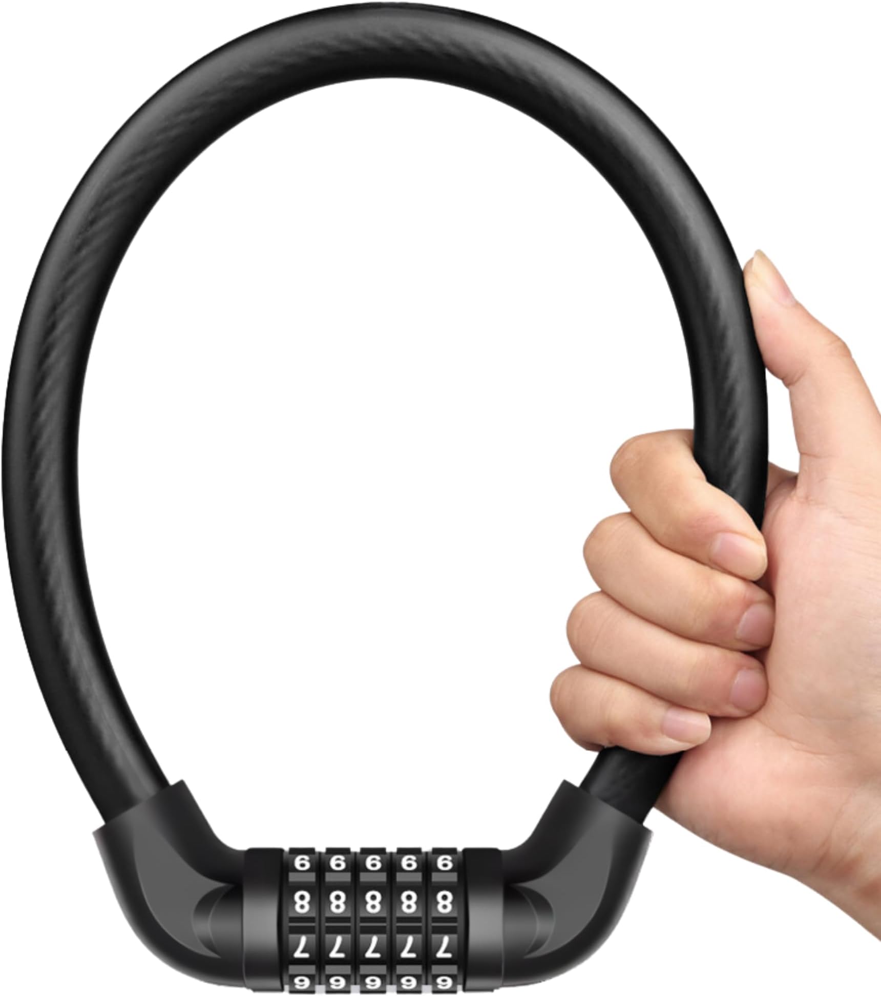 JIMJOOS Heavy Duty Bike Lock - 5-Digit Combination Cable Bicycle Lock - Waterproof Motorbike Lock - Ideal for Cycle, Motorcycle, Scooter, Mountain Bike, Pram - Includes Protective Pouch (Pack of 1)