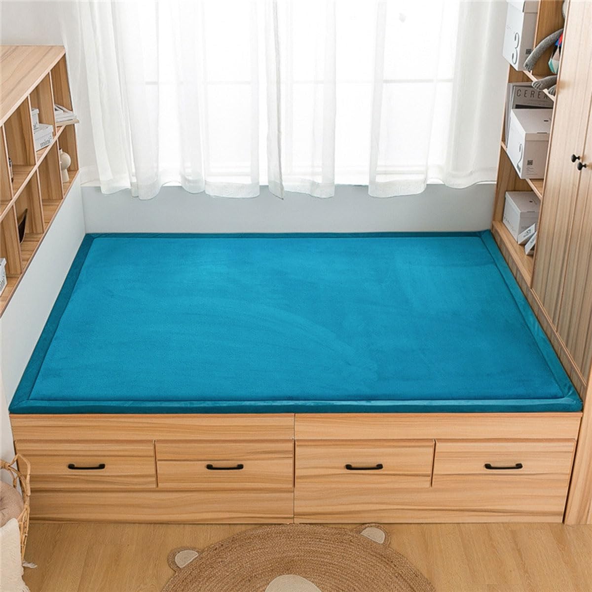 Single tree forest Large Area Rug, 2cm Thick Kids Carpet-Steel Blue-80 * 160cm