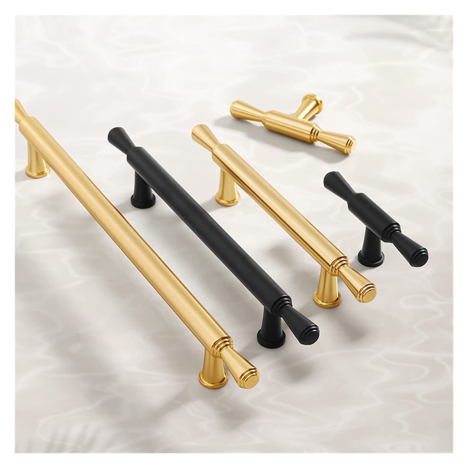 Bouton monotrou élégant en aluminium noir et or pour rehausser vos meubles