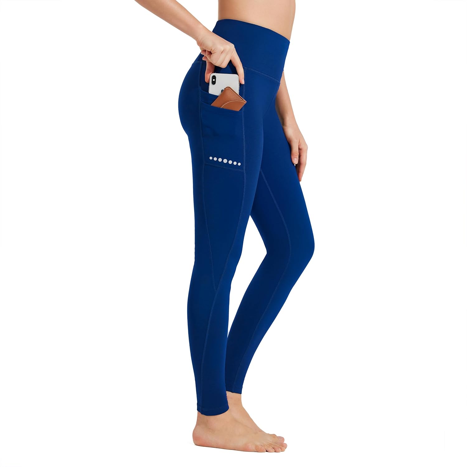 BAYGE Sportlegging voor dames, met hoge taille, fleece gevoerd, waterdicht, ondoorzichtig, buikcontrole, slimfit, yogabroek, sportbroek, sweatbroek, fitnessbroek met zakken, 01-Rood, XXL