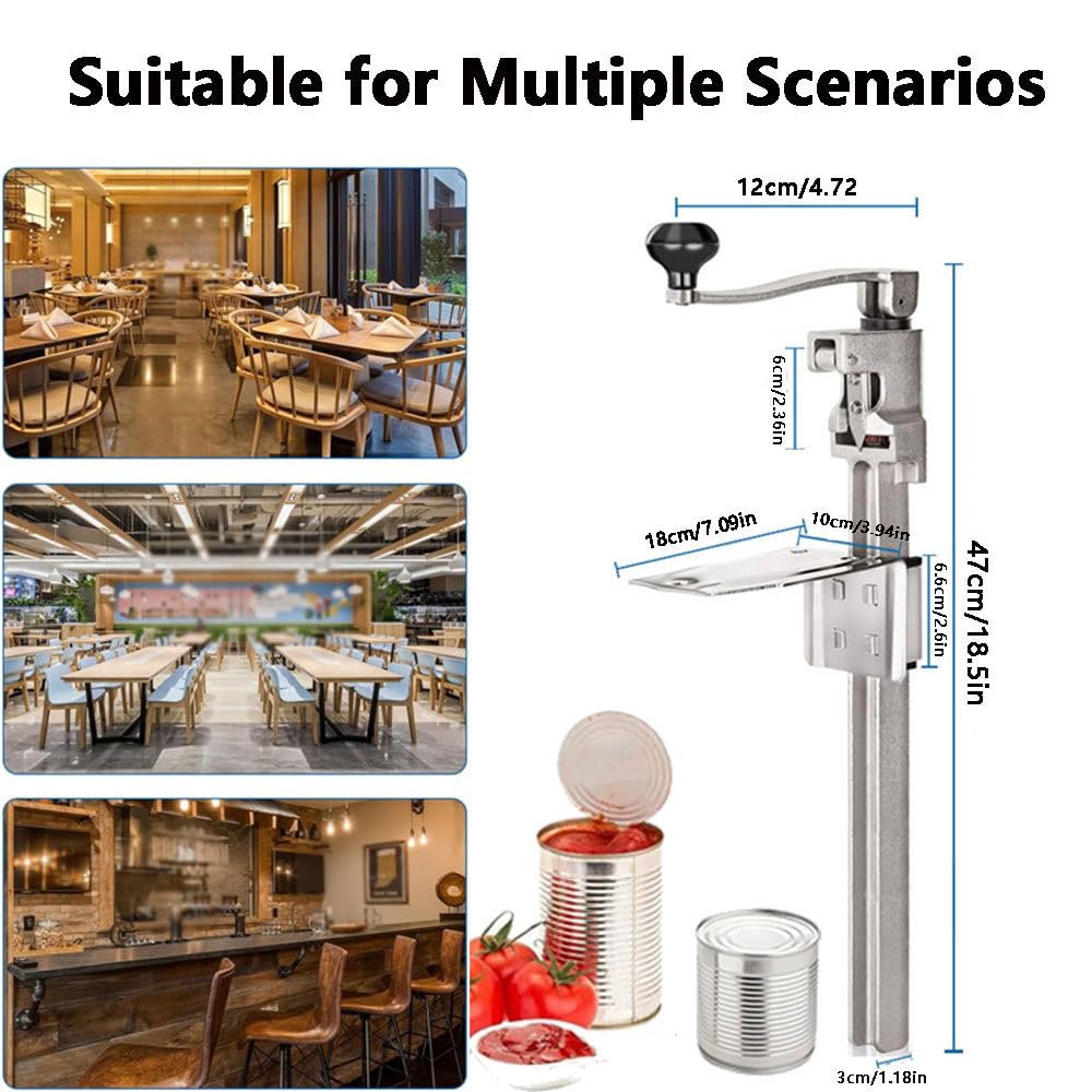 Apriscatole commerciale, in acciaio inox, design manuale da tavolo, resistente, per grandi lattine, altezza regolabile, taglio rapido, consente di risparmiare tempo e fatica