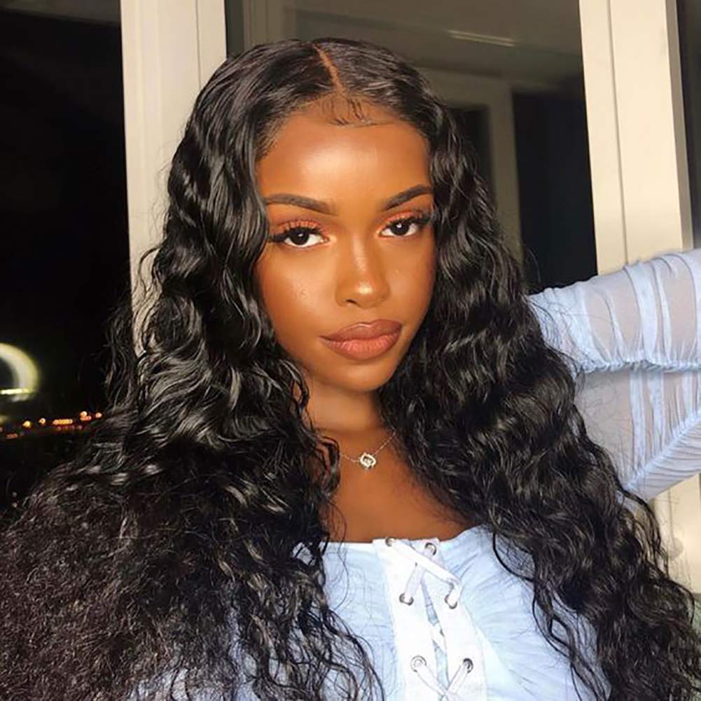 Brazilian Hair Bundles with Closure Loose Deep Wave with Closure Human Virgin Hair Bundles with Lace Closure with Baby Hair Full and Thick Brazilian Hair with Closure 12 14 16+12 Inch Free Part