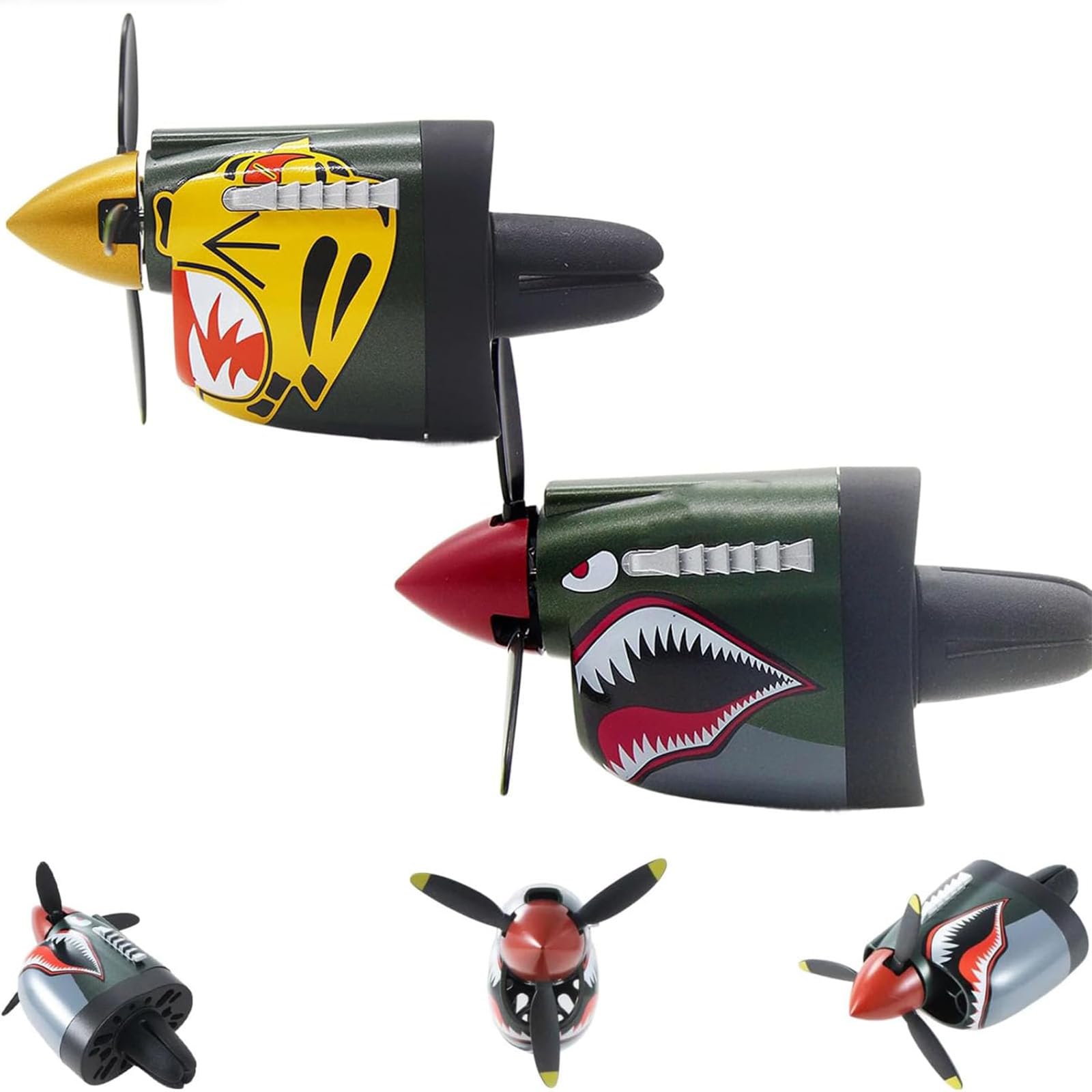Décoration de grille d'aération P-40 pour voiture, désodorisant à clip avec hélice rotative, désodorisant dynamique et créatif, cadeau unique pour les pilotes et les passionnés d'aviation (A+B)