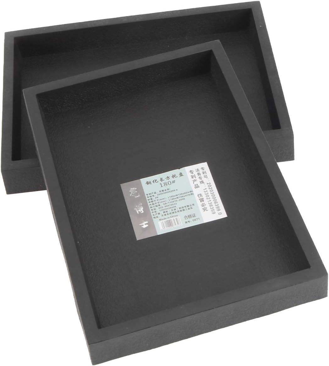 GANAZONO Plant Drip Trays 2Pcs Resin Plant Saucer Rectangular Bonsai Pot Trays