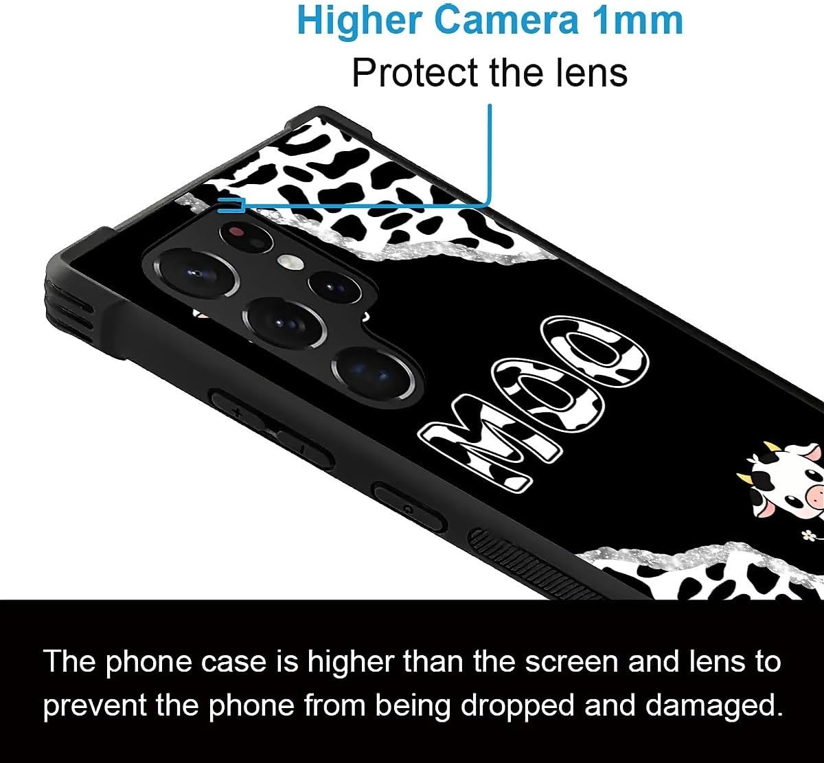 Compatible with Samsung Galaxy S23 Ultra Case, Black and White Cow Pattern Print Phone Case Durable Fashion Funny Liquid Silicone Case Soft Anti-Scratch Shockproof Protective Cover - Image 3