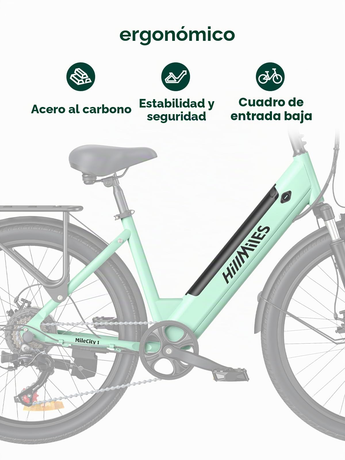 HillMiles Bicicleta eléctrica para adultos de 26 pulgadas, 7 velocidades, bicicleta eléctrica de 36 V, 13 Ah, batería extraíble, 25 km/h y autonomía de 80 – 100 km E-bike para viajeros urbanos, IP65
