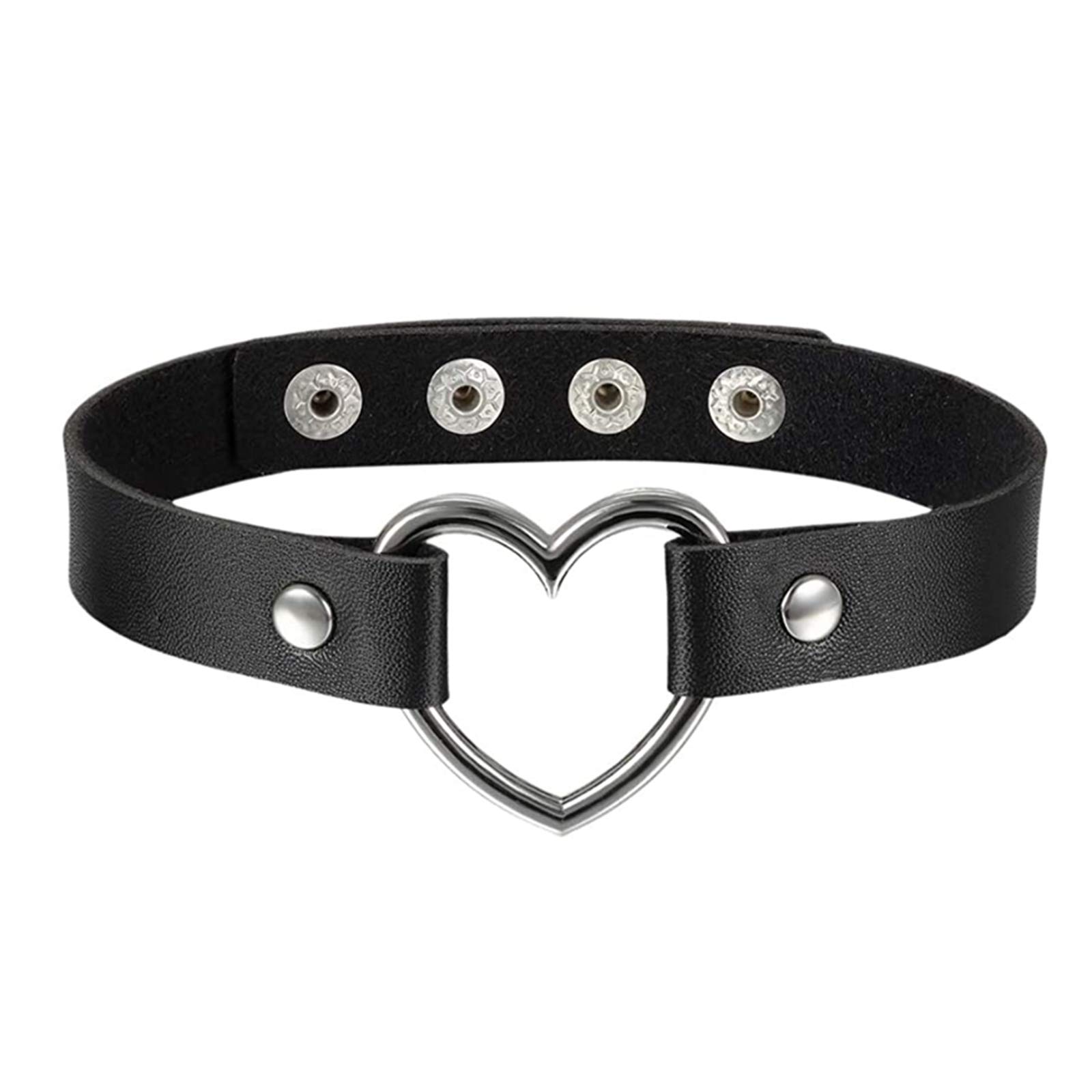 Heart Choker Necklace for Women Adjustable Leather Choker Black Gothic Choker Collars for Women Halloween Christmas Valentine's Day Gift