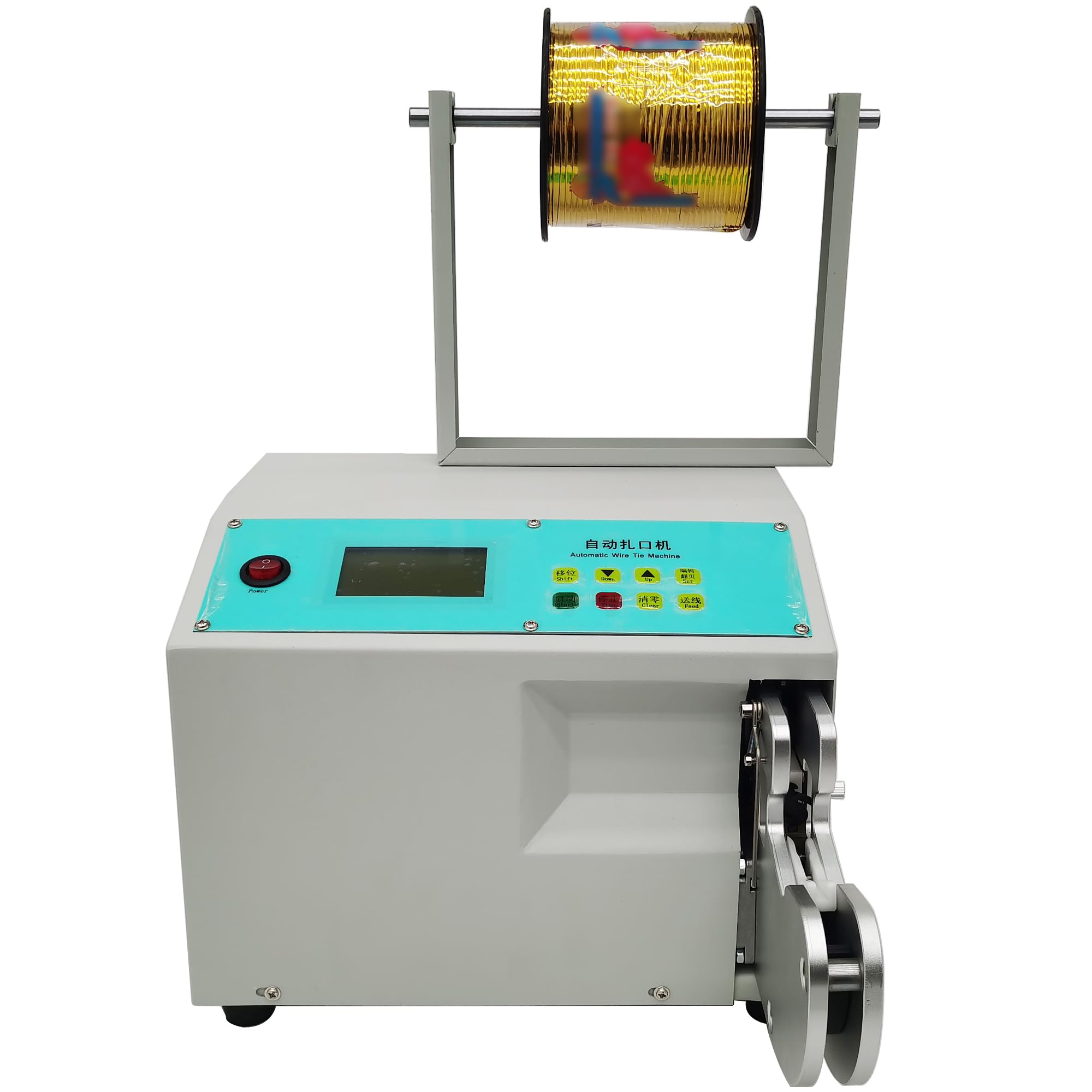 HQHAOTWU Automatic Twist Tie Machine Gold Wire Sealing Bundling Machine with Metallic Twist Ties Wire 3281ft/1000m Semi Automatic Sealing Machine Bag Closure Bundling Equipment for Bread Toys 110V