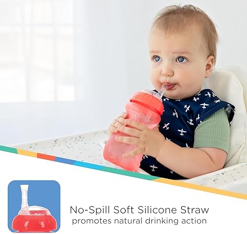 Miniatura 5 de NUBY Paquete de 3 vasos antiderrames con popote flexible para niños pequeños, a prueba de derrames, con agarre fácil y firme, vasos para niños