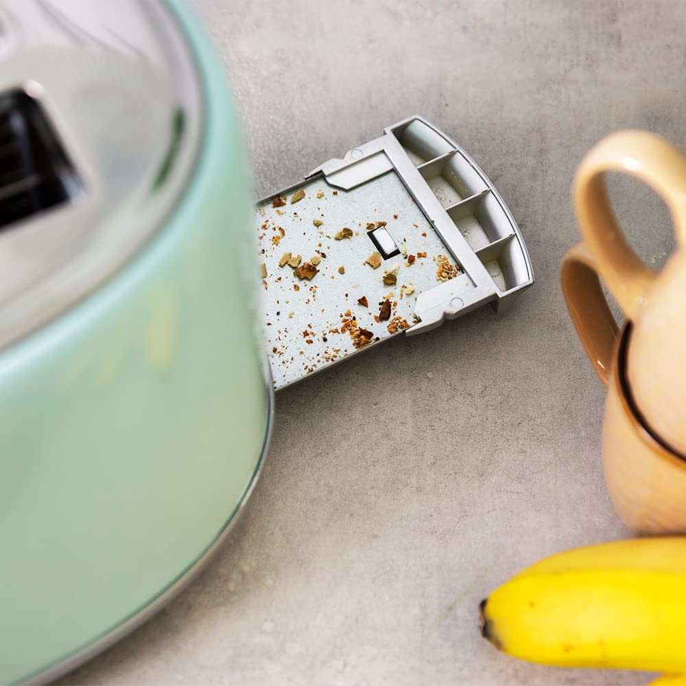 Cecotec Toster, 4 plasterki Toast & Taste 1600 Retro Double Blue, 1630 W, 2 szerokie gniazda 3,8 cm i długie, stal nierdzewna, górne pręty, regulowana moc, taca na okruchy