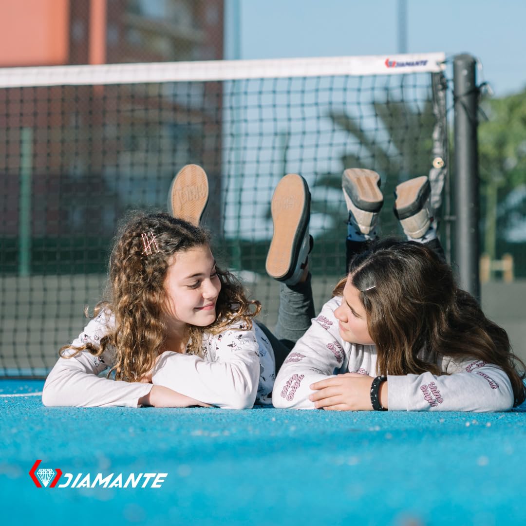 DIAMANTE Red de Tenis Profesional - Redes Deportivas para Deportes y Exterior - Red de Bádminton y Entrenamiento - 12,80 x 1,07 m con Cable de Acero y Tratamiento UV