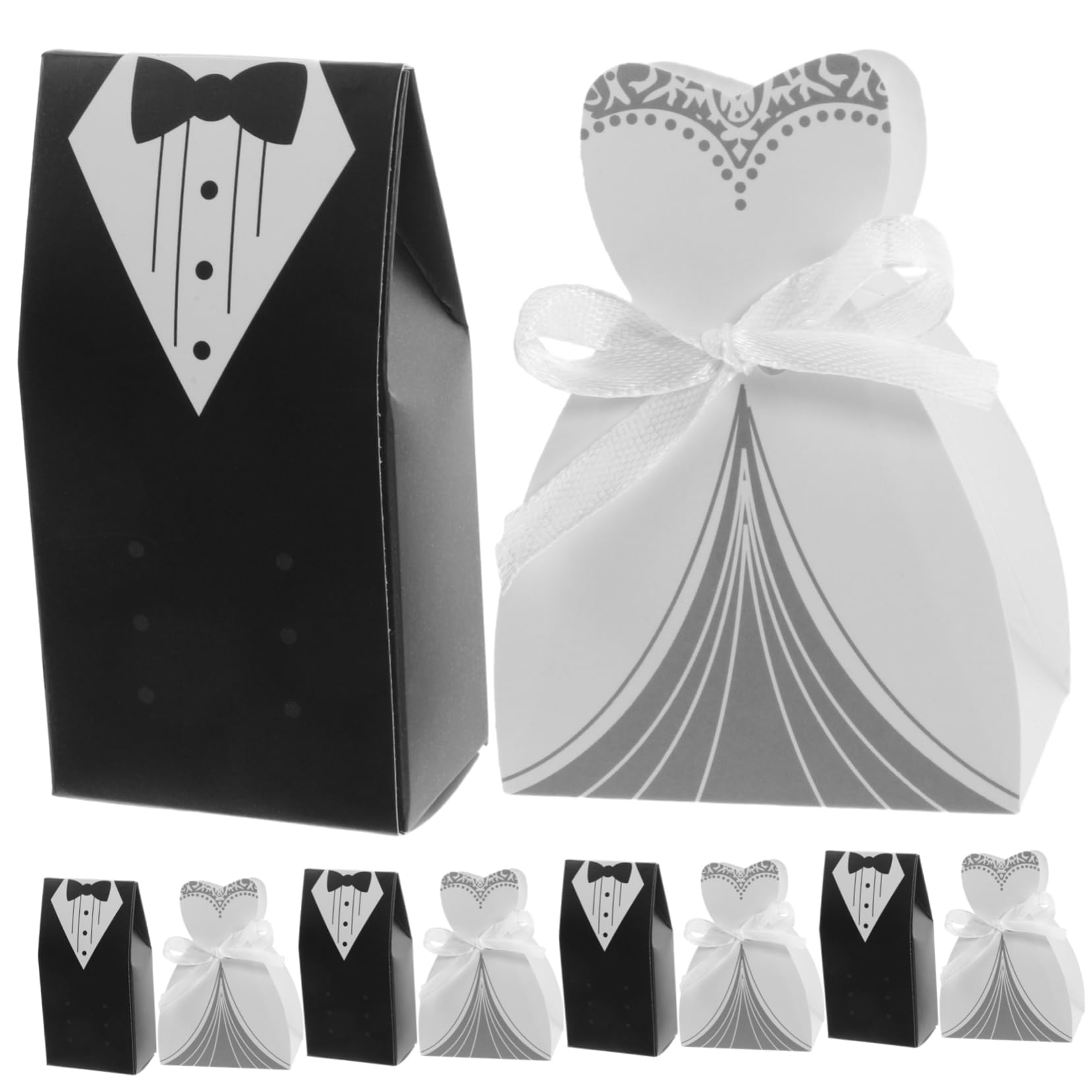 Scatole Regalo Matrimonio 100 Pezzi Bianco Nero per Confetti