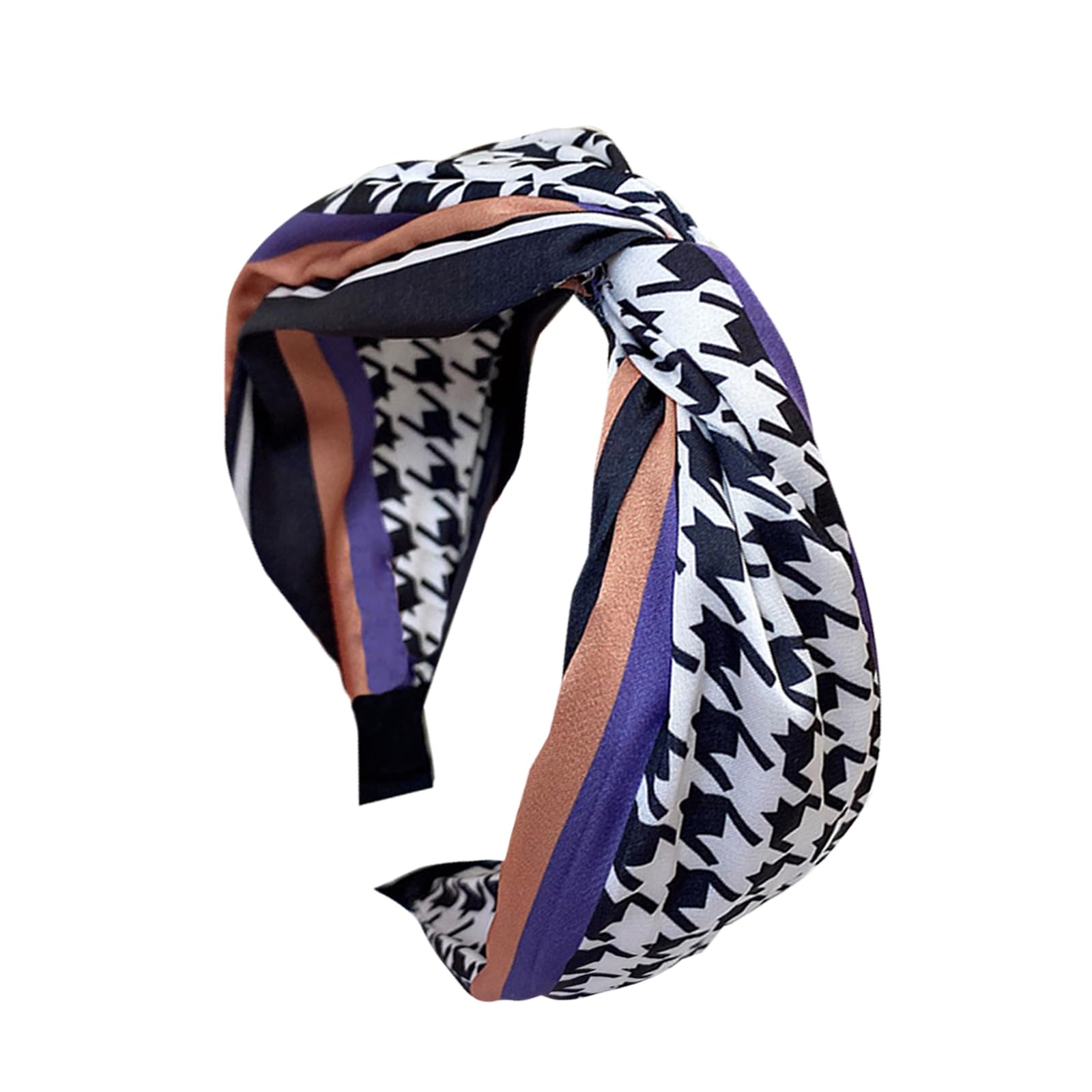 3Pcs Wide Headband French Bow Knot Hair Hoop Fabric Non-Slip Headwear Elastic Twist Hair Accessories Alice Hair Bands for Women (14APlaid) - Image 4