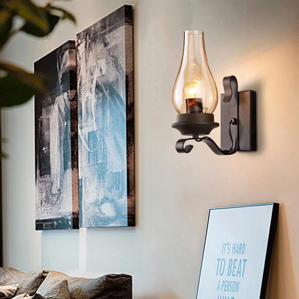 Przemysłowa lampa ścienna, styl vintage, rustykalne oświetlenie wewnętrzne, lampa ścienna zewnętrzna do przemysłowej retro lampa ścienna E27, rustykalne, oświetlenie wewnętrzne, lampa ścienna