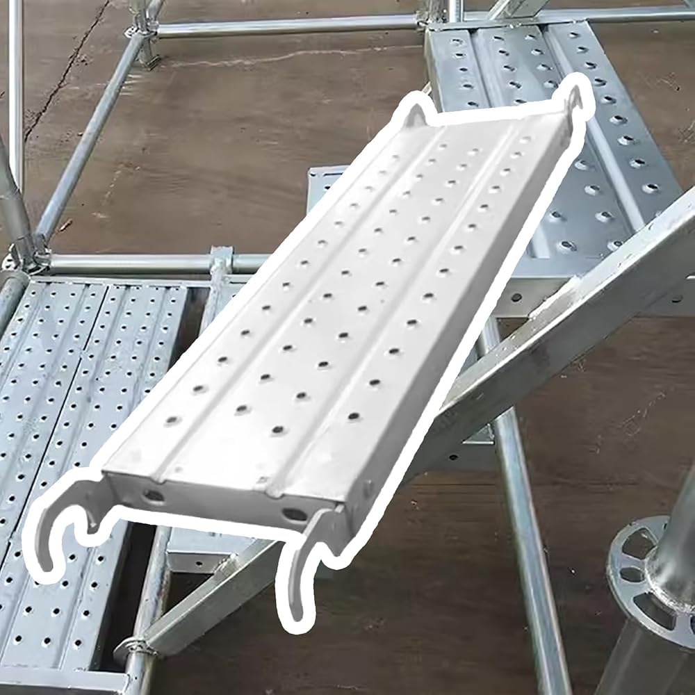 Piattaforma antiscivolo resistente per scale e ponteggi, tavola da lavoro in acciaio con superficie antiscivolo per la massima sicurezza e stabilità nelle attività di costruzione e manutenzione