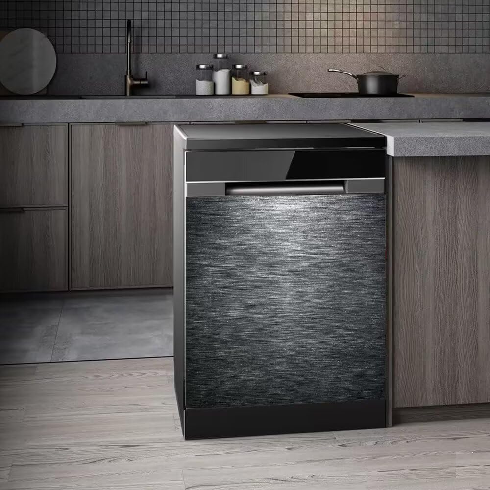 Geschirrspüler-Magnetabdeckung, 58 x 66 cm, wiederverwendbar, Edelstahl, gebürstet, dekorative Abdeckung, Kühlschrank- und Waschmaschinen-Frontplatten-Aufkleber für Küche, Heimdekoration