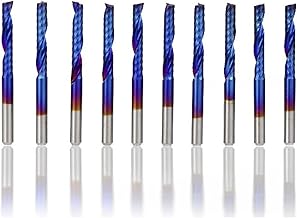 10 brocas for enrutador CNC de una sola flauta, vástago de 3,175 mm, cortador de espiral con revestimiento azul, fresa de carburo, cortador de fresado CNC(3.175x3.175x15mm)