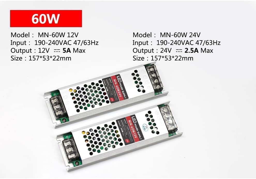 60W 100W 200W 300W 12V DC LED Strip Power Supply Driver Transformer For Lighting