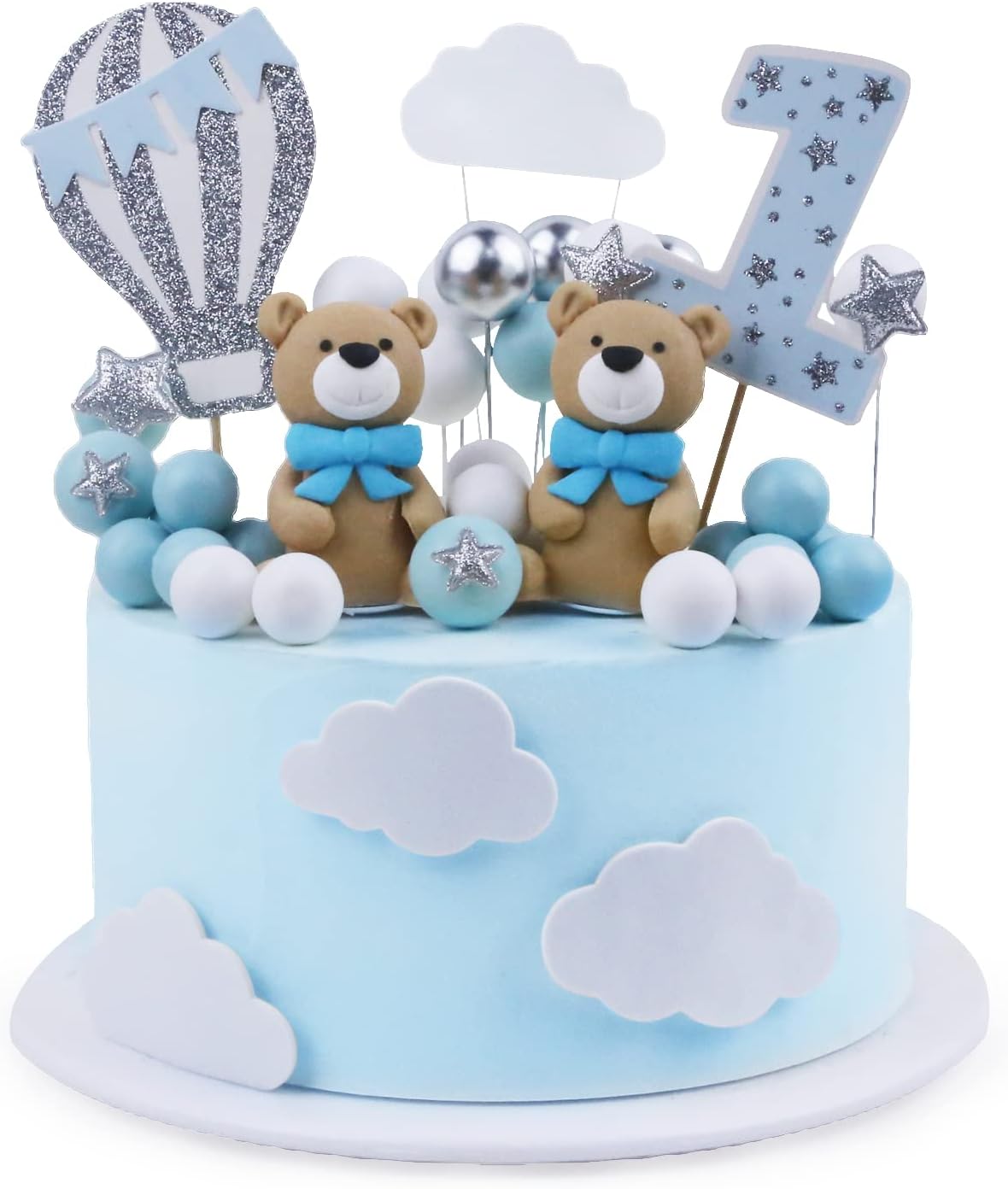 12Pcs Cute Girl Birthday Cake Topper Set – Paper Fans, Balloons, Banner & Stars For Party Decor