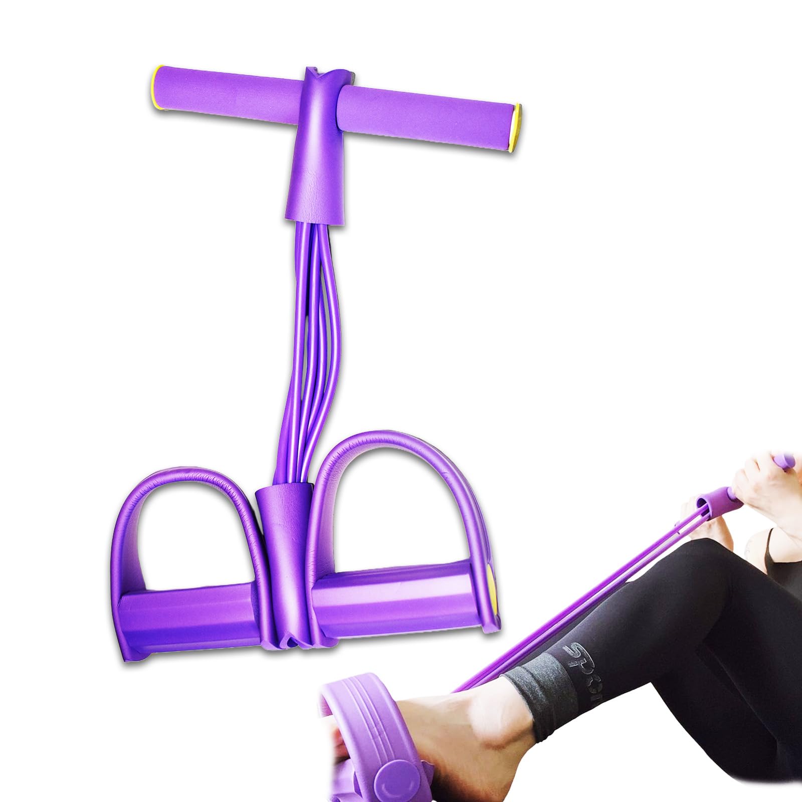 21 Fitness Resistance Bands - 6-Tube Pedal Design for Full-Body Strength Training Ideal for Home On-The-Go Workouts