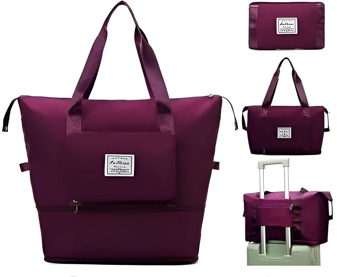 Expandable 41L Travel Duffle Bag for Women – Wheeled Foldable Luggage with Handle, Large Rolling Handbag for Personal Items, Weekend Trips, Gym & Cabin Carry-On Travel Companion ((Wine)-01)-image-31