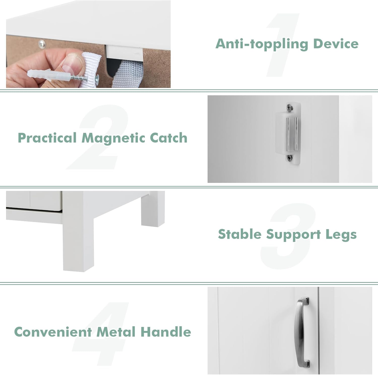 Giantex Narrow Bathroom Storage Cabinet - Corner Unit with Open Compartment, Adjustable Shelf, Anti-toppling Device, Freestanding Small Storage Organizer for Living Room, Floor Cabinet (White)