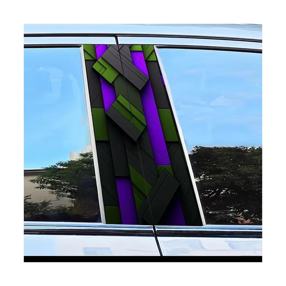 Bertdcx One Color Car B Pillar Waterproof Center Column Stickers Geometric Mosaic Pattern Scratch Resistant Film Auto Parts